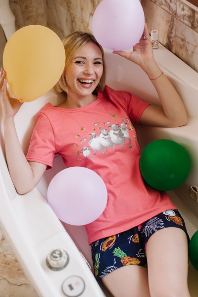 Купить Женская пижама ЖП 064/3-П (коралл + тропические фрукты) на Неженке