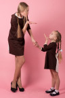 Детское платье "Бантик" ДП 520 Family look (коричневый+экрю)